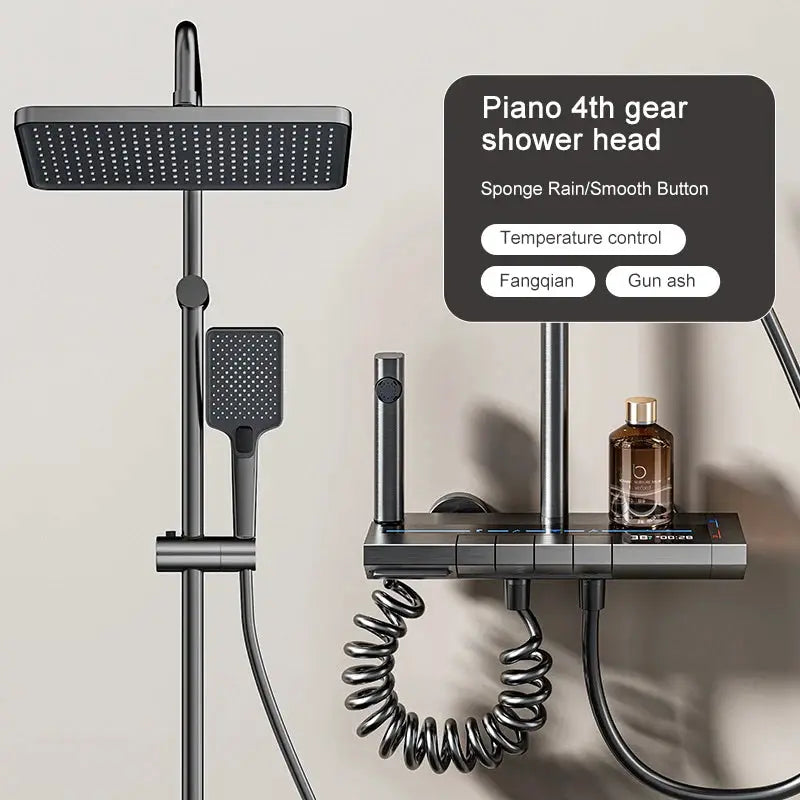 Shower System | Grey Finish | Digital Display | Wall-Mounted Aluminum from PriceLows™