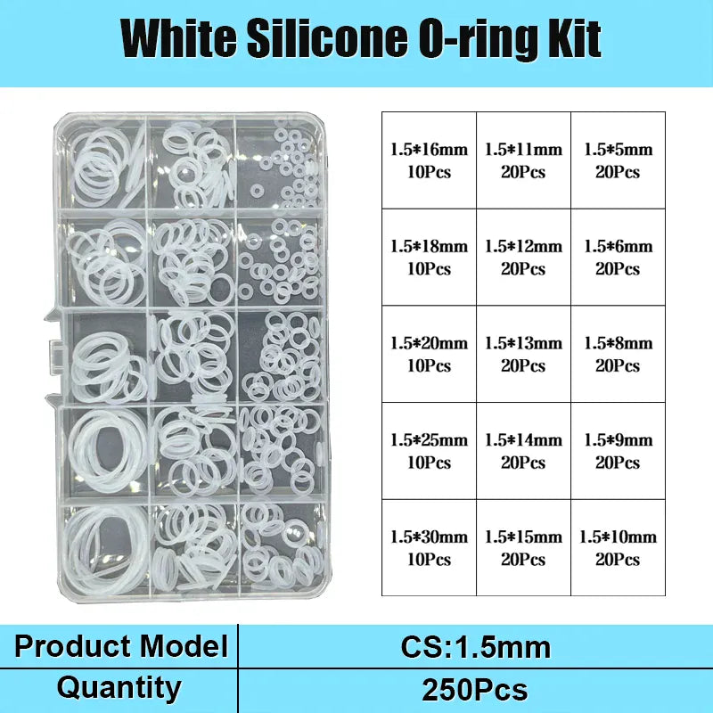 White Silicone O-ring VMQ O Ring Seal Gasket CS 1.5/2.0/2.4/3.1mm Insulated Waterproof Washer Round O Shape Oring Kit from PriceLows™