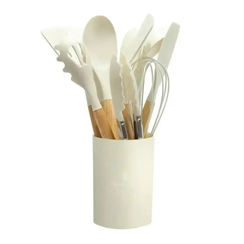 12-Piece Set Spatula Scraper Non-stick Kitchen Utensils Set Mini Version Silicone Kitchen Utensils Wooden Handle Silicone from PriceLows™
