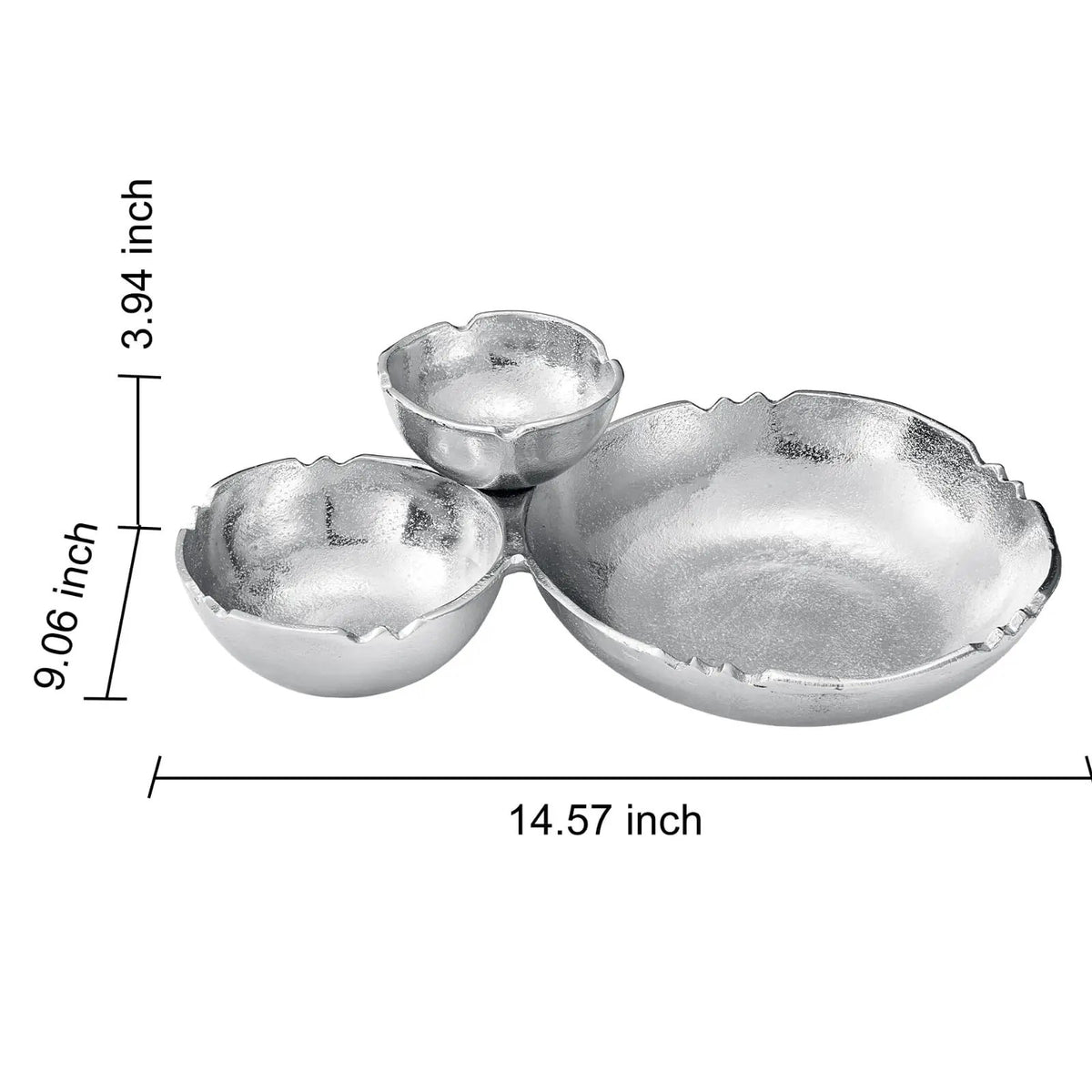 3 Cluster Decorative Bowls Bright Silver Snack Tray Bowl Chip from PriceLows™