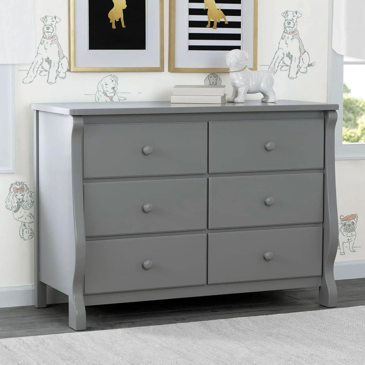 Six Drawer Dresser In Grey With Interlocking Drawers from PriceLows™