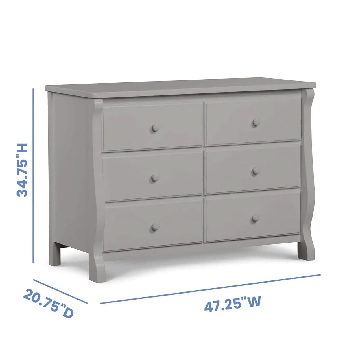 Six Drawer Dresser In Grey With Interlocking Drawers from PriceLows™