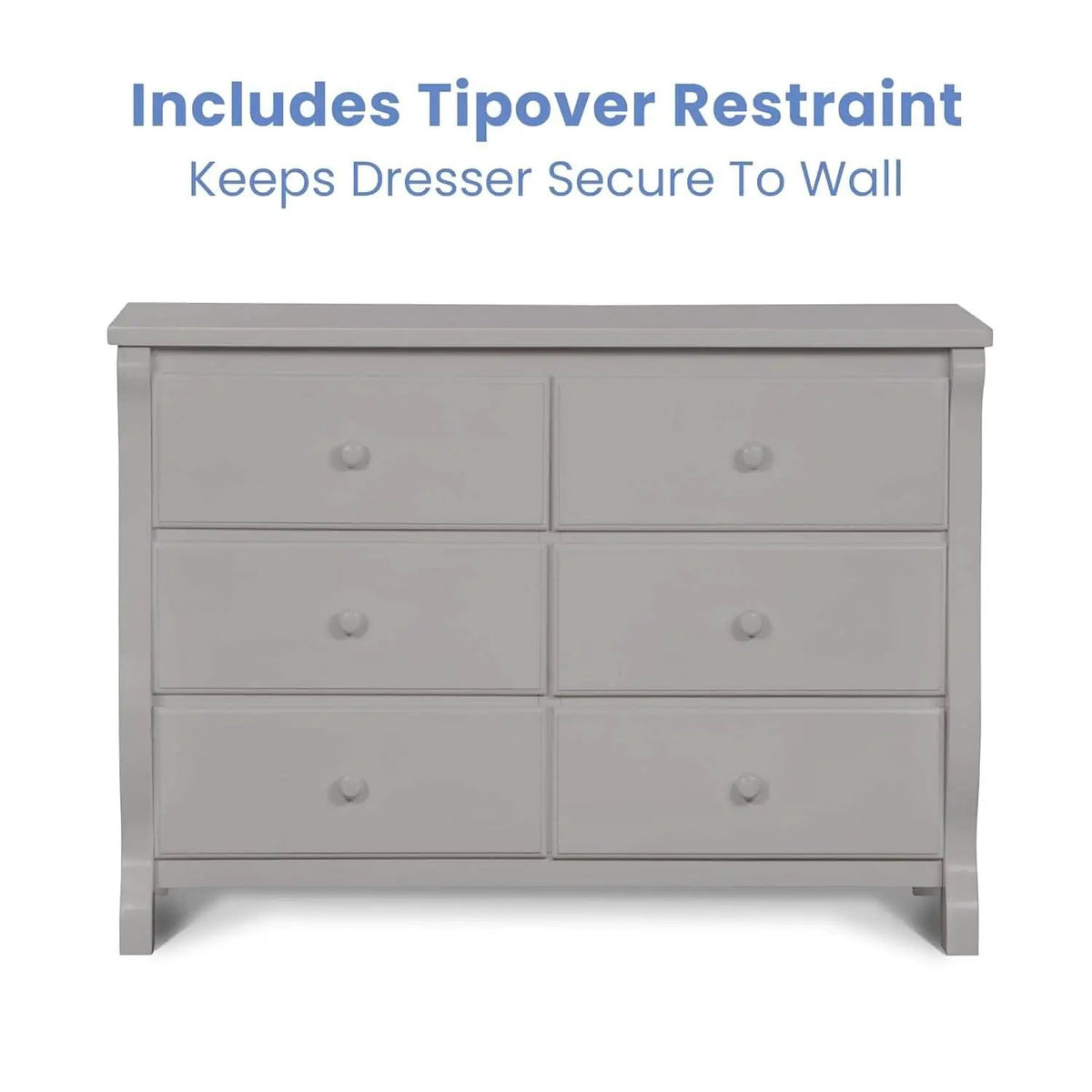 Six Drawer Dresser In Grey With Interlocking Drawers from PriceLows™