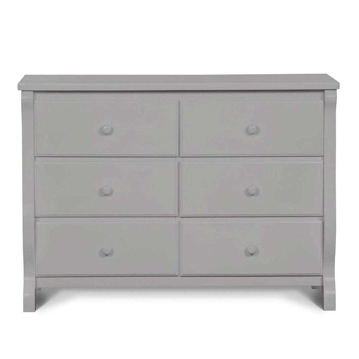 Six Drawer Dresser In Grey With Interlocking Drawers