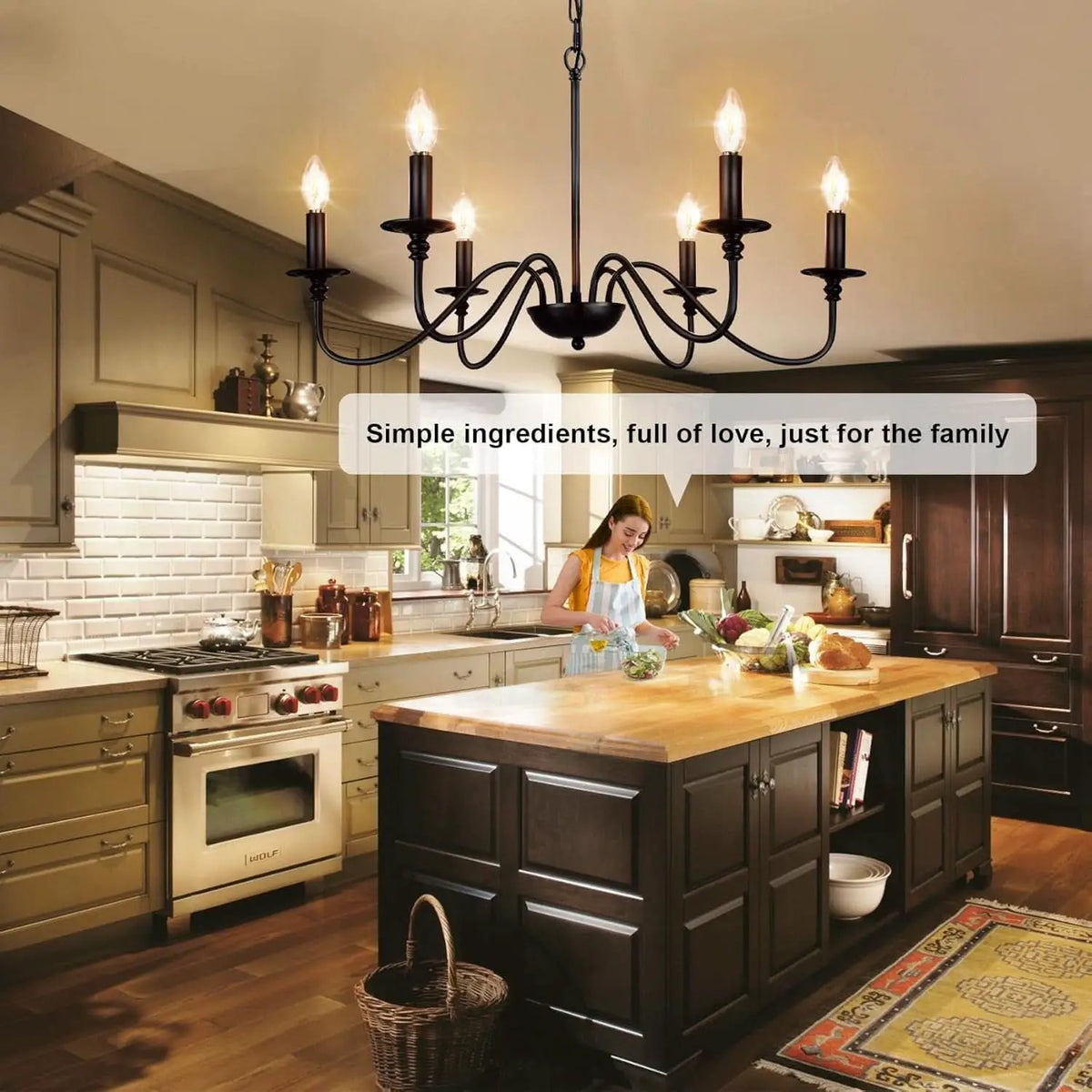 Six Light Black Industrial Farmhouse Chandelier Pendant from PriceLows™