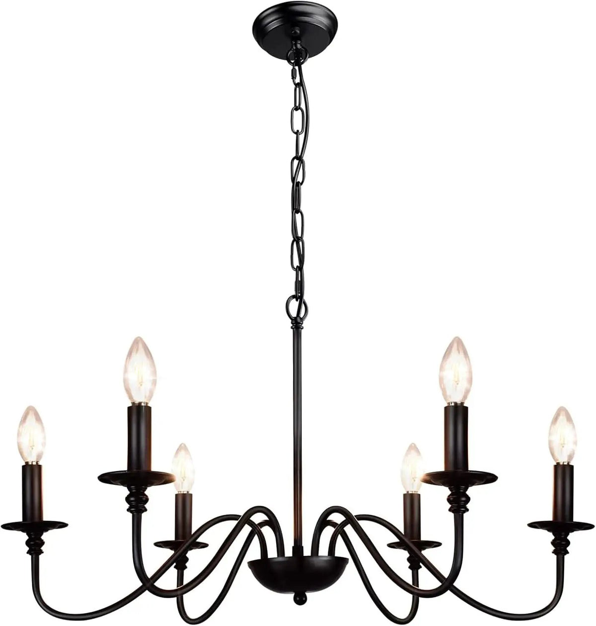 Six Light Black Industrial Farmhouse Chandelier Pendant from PriceLows™