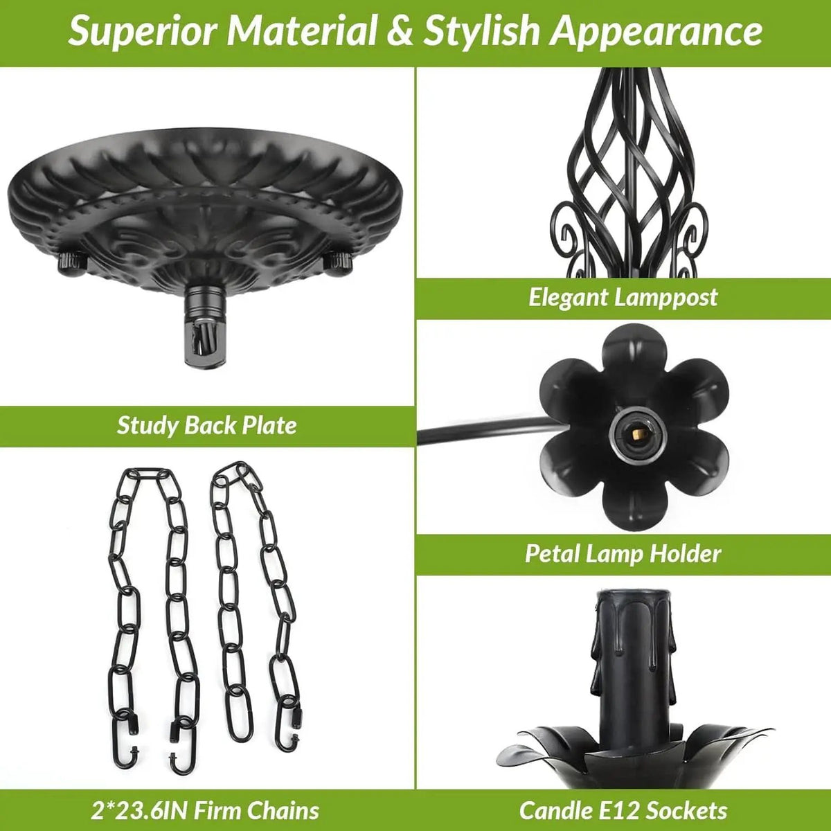 Six Light Matte Black Farmhouse Ceiling Chandelier Fixture from PriceLows™