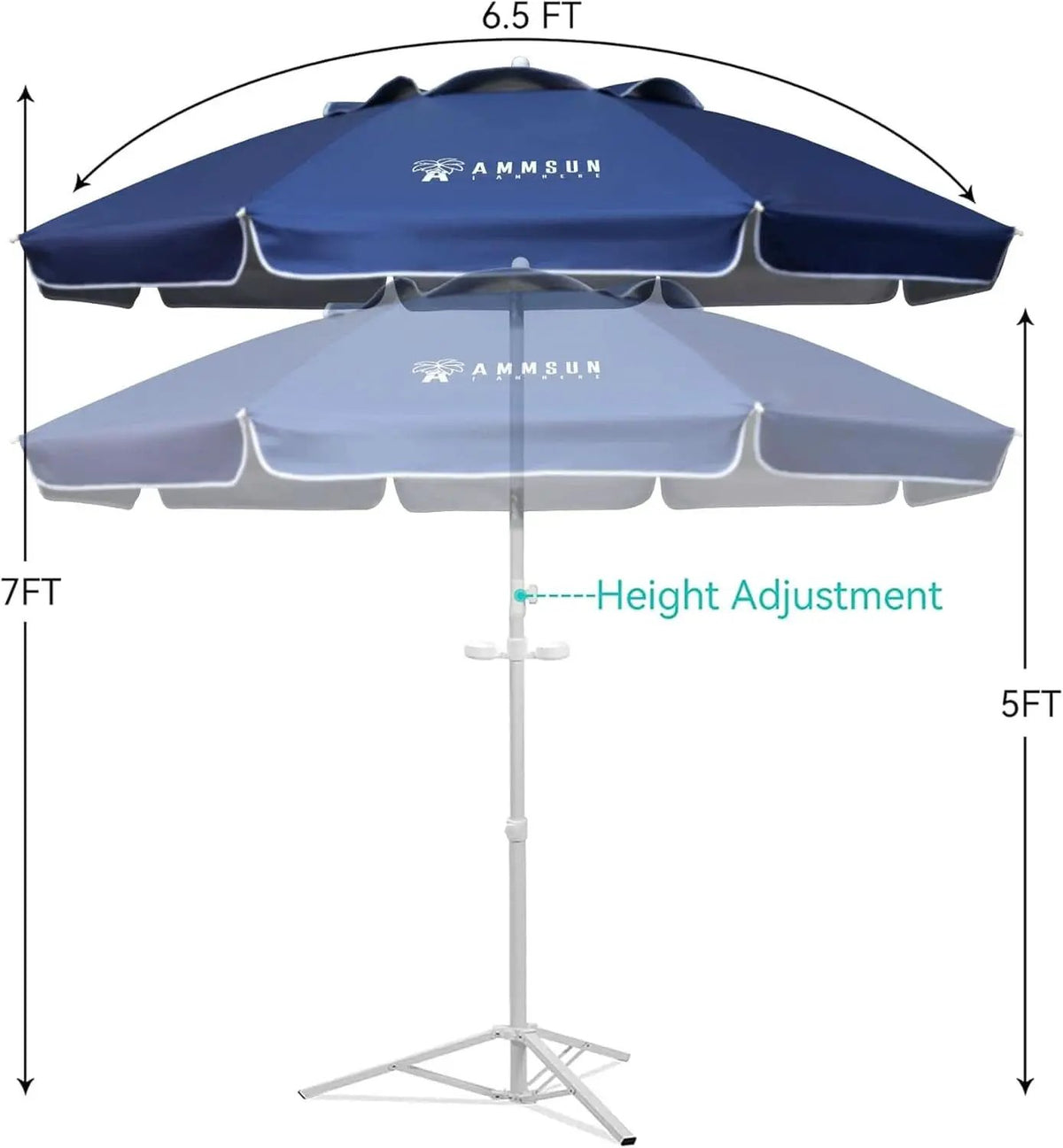 Six Point Five Foot Portable Shade Umbrella With Stand from PriceLows™