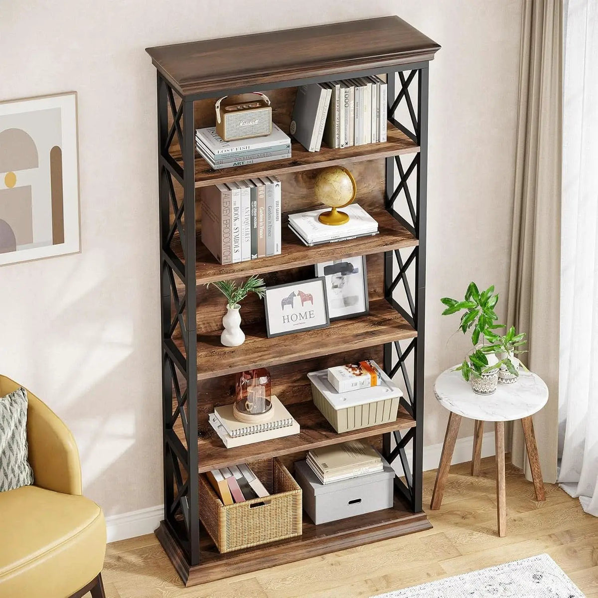 Six Tier Bookcase 71 Inch Industrial Storage Shelf from PriceLows™