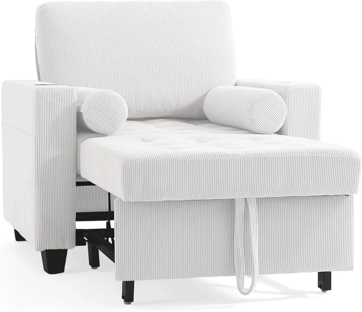 Beige Adjustable Sleeper Chair Sofa Bed Upholstered from PriceLows™