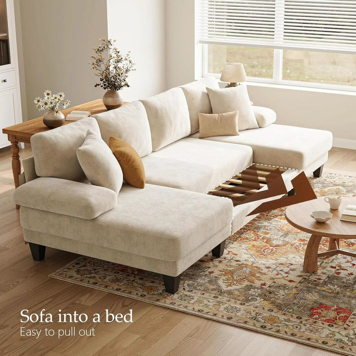 Sleeper Sofa Bed 112Inches PullOut LivingRoom Comfort from PriceLows™