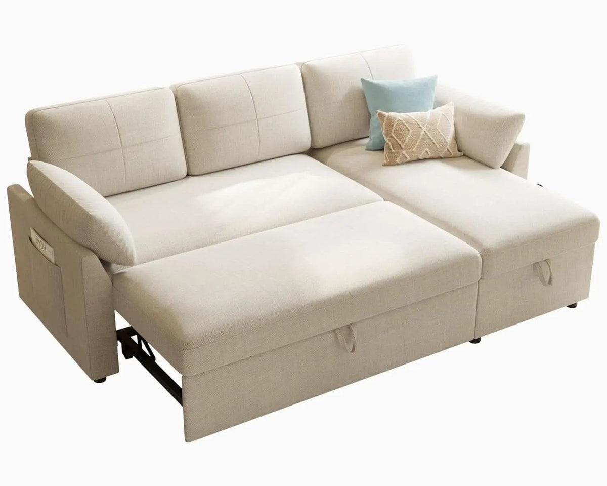 Linen Beige Multifunctional Sleeper Sofa With Storage from PriceLows™