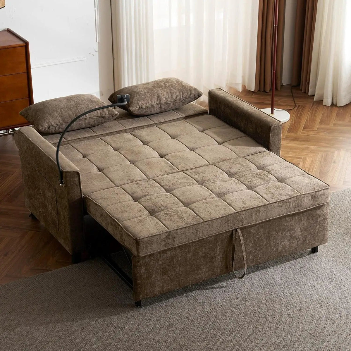 Premium Grade Ultra Chenille Sleeper Sofa With USB Ports from PriceLows™