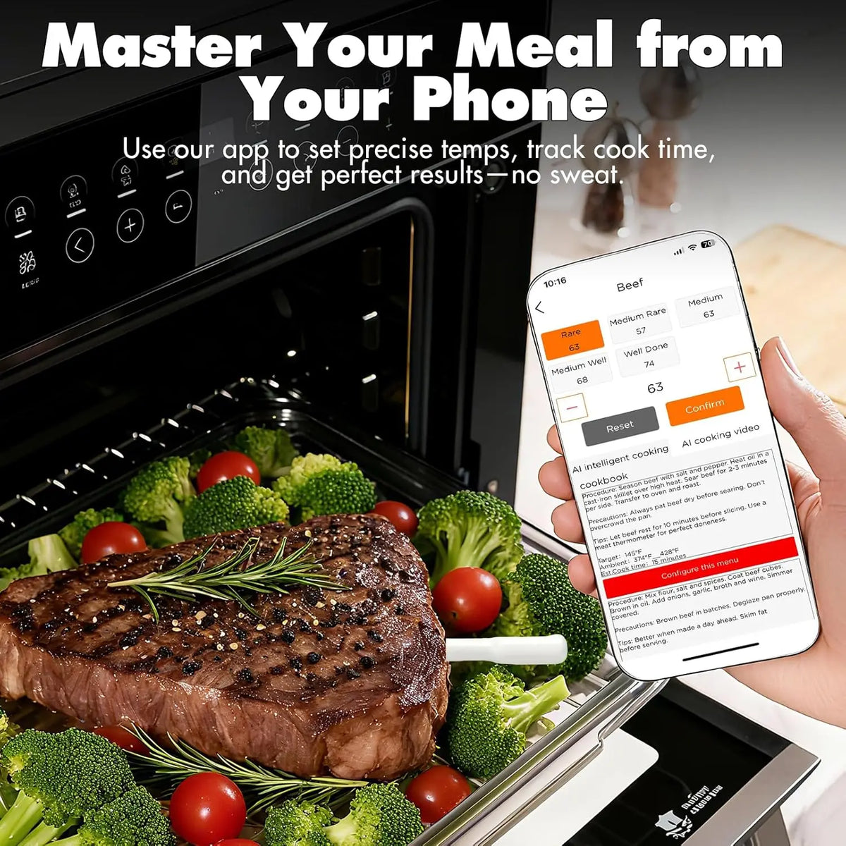 ChefLab AI Bluetooth Meat Thermometer, 500FT Long Range Wireless Digital Grill Thermometer, IP Waterproof Single Probe Smart Food Thermometer for BBQ Smoker Oven Air Fryer Kitchen Cooking from PriceLows™