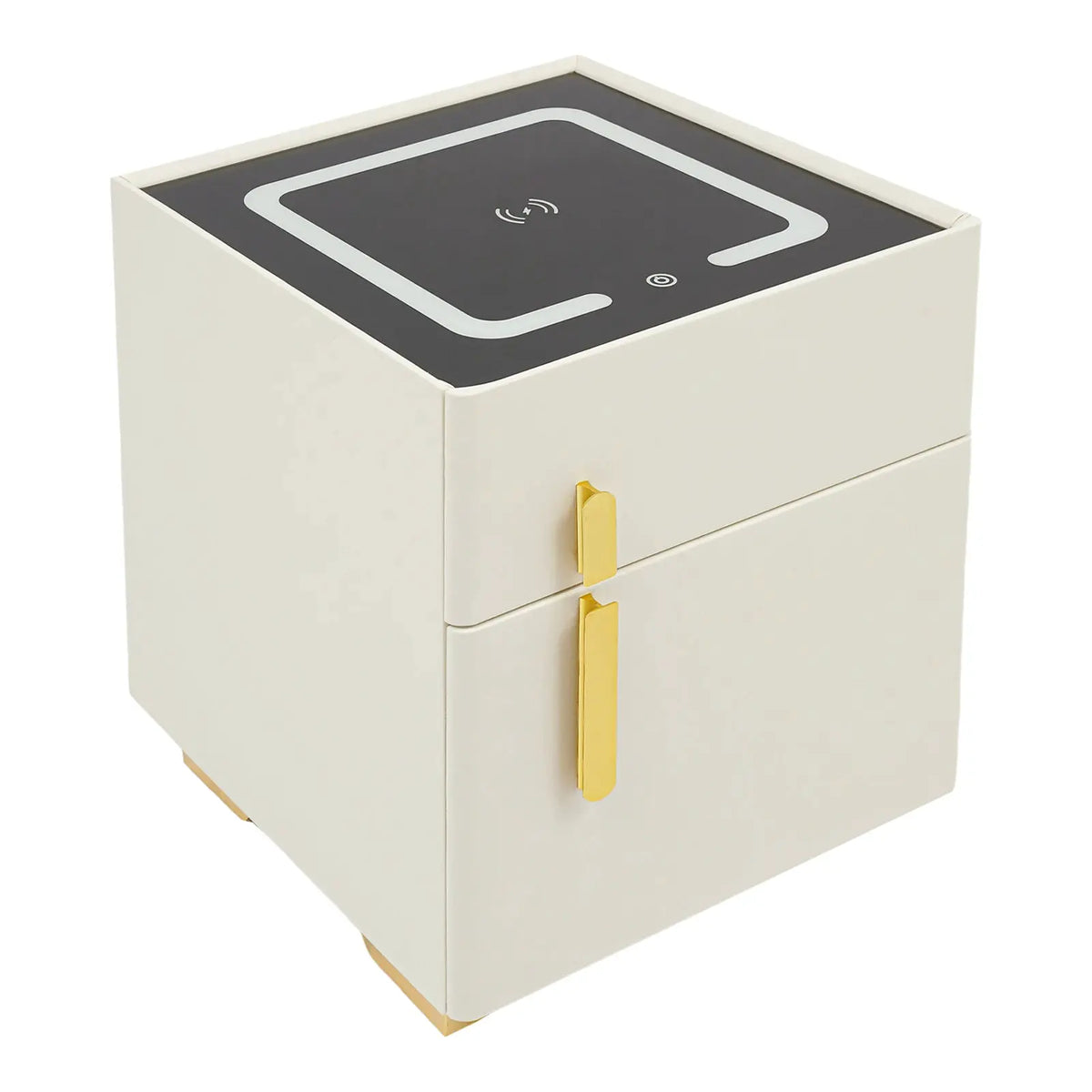 Smart Nightstand w/ Drawer & Safe Wireless Charging Nightstand Solid Wood Night Stand w/ 2 Drawers LED Bedside Tables for Bedroo from PriceLows™