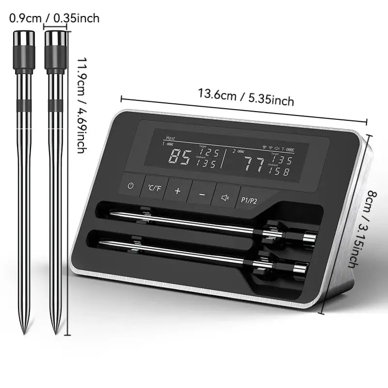 Smart Wireless Meat Thermometer | 5mm Thin Probe | Bluetooth LCD | Grill Oven from PriceLows™