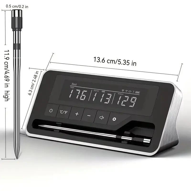 Smart Wireless Meat Thermometer | 5mm Thin Probe | Bluetooth LCD | Grill Oven from PriceLows™