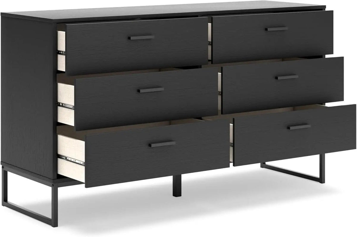 Socalle Modern 6-Drawer Dresser Black With Safety Stop from PriceLows™
