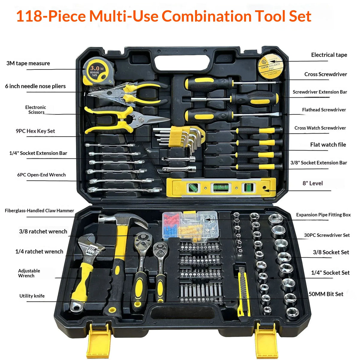 108 Pcs/set Socket Wrench Auto Repair Tool Combination Package Mixed Tool Set Hand Tool Kit with Plastic Toolbox Storage Case from PriceLows™