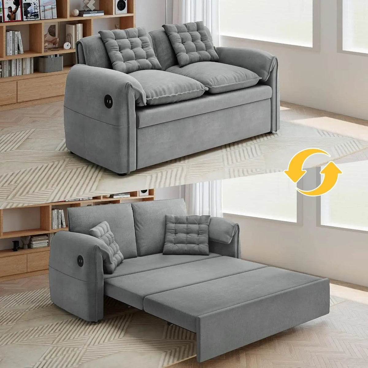 Light Grey Eighty Seven Inch Convertible Sleeper Sofa from PriceLows™