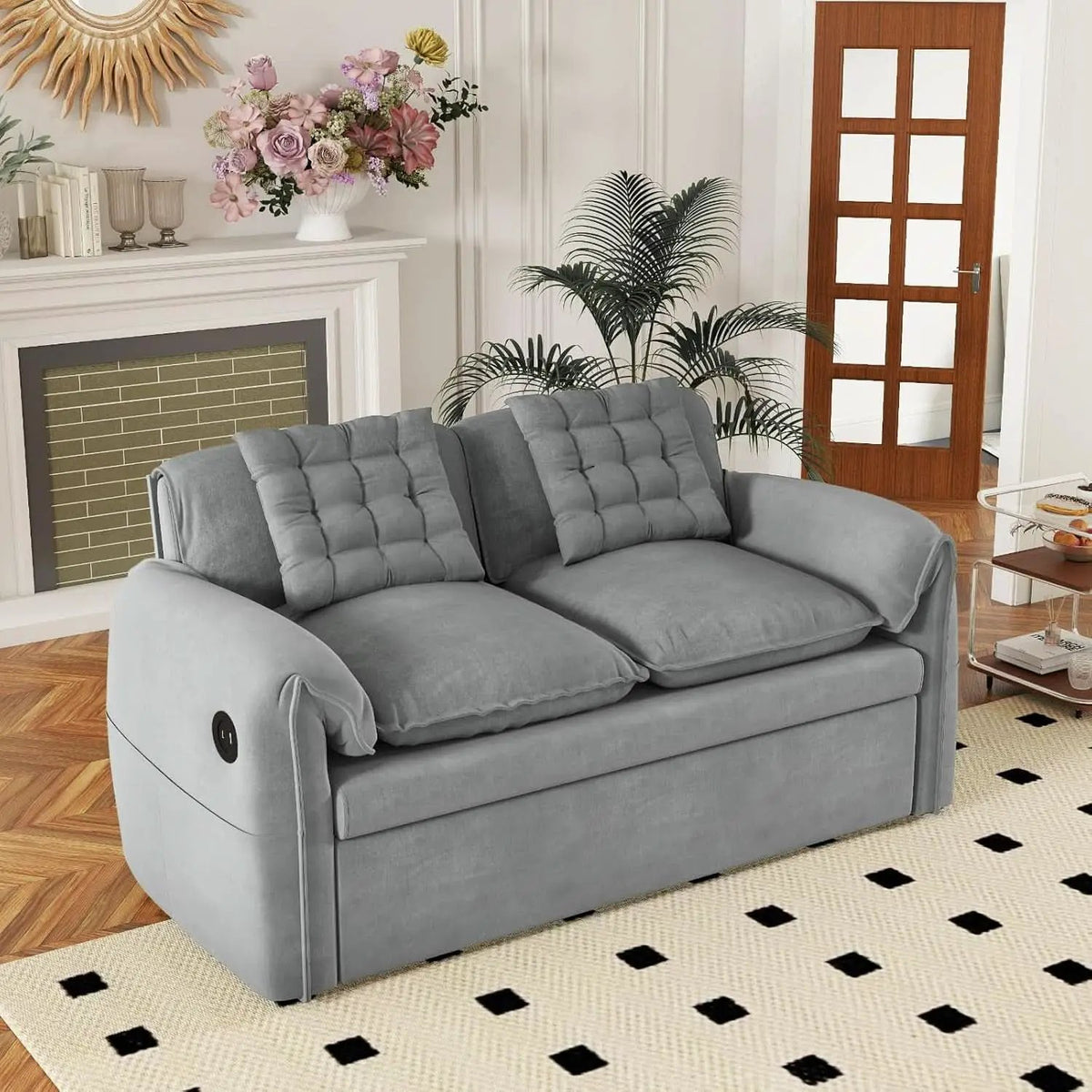 Light Grey Eighty Seven Inch Convertible Sleeper Sofa from PriceLows™