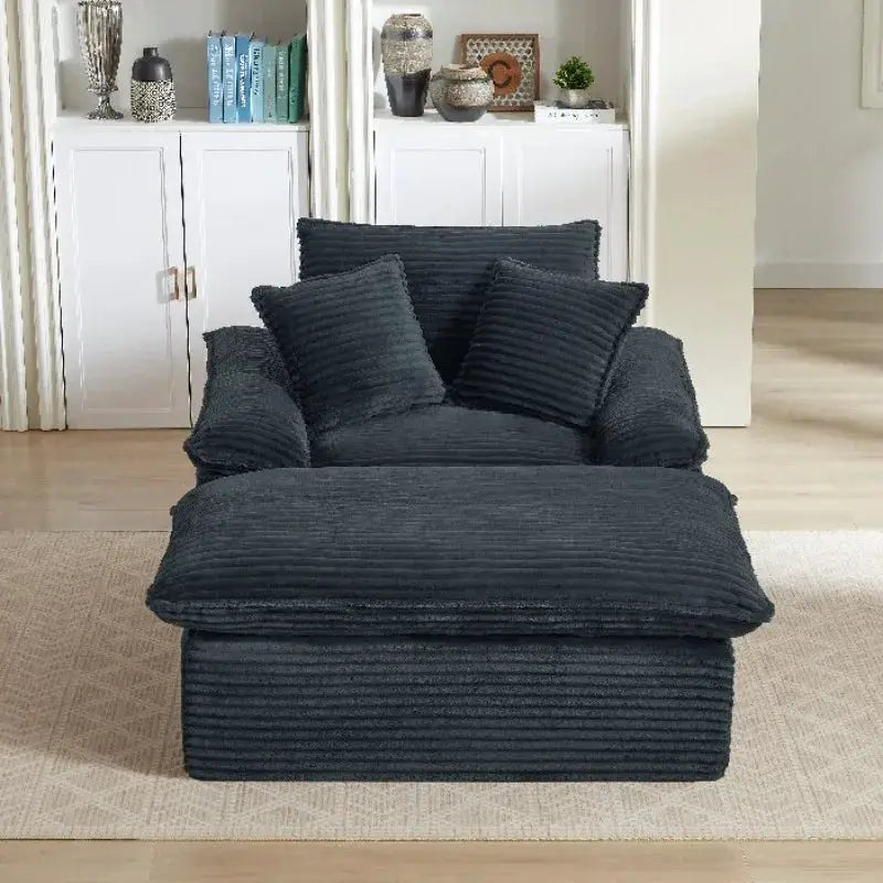 51.97 inch modern comfortable cushioned compression single seat sofa with unique footrest design, lounge chair for living room, bedroom, apartment, office, dark gray from PriceLows™