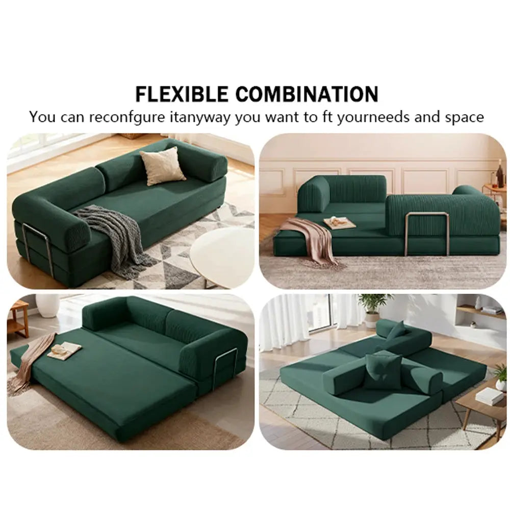 2m Folding Sofa Bed 4-in-1 Folding Dual-use Modular Compression Sofa Bed Lazy Pudding Retro Style Home Bedroom Living Room from PriceLows™