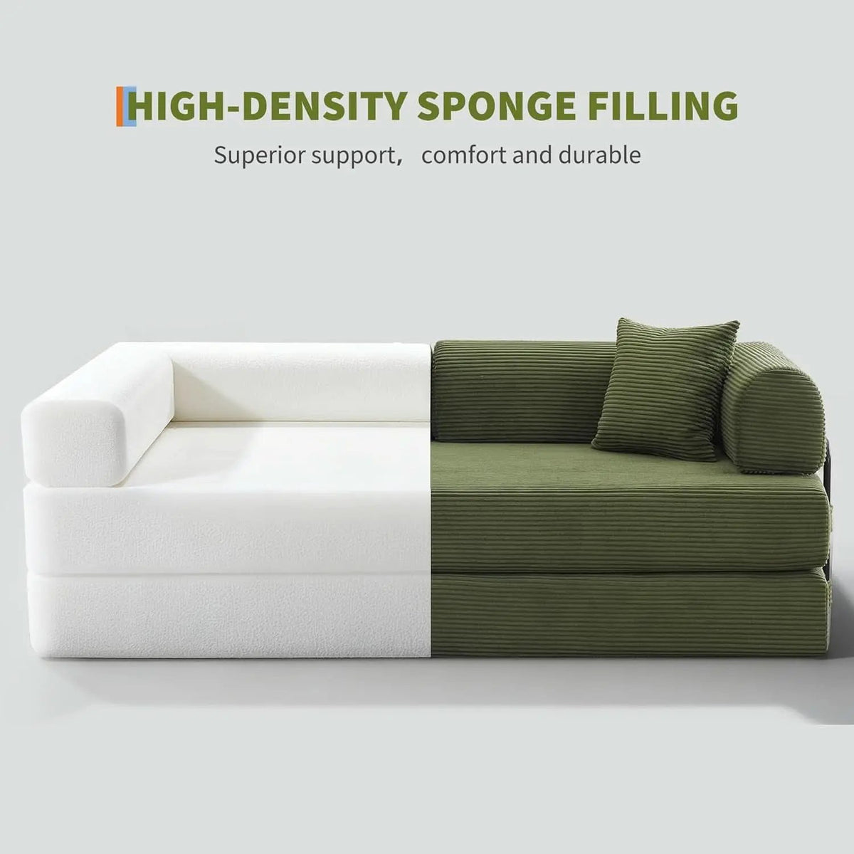 Corduroy Green 79 Inches Inter changeable Plus Sofa Bed from PriceLows™