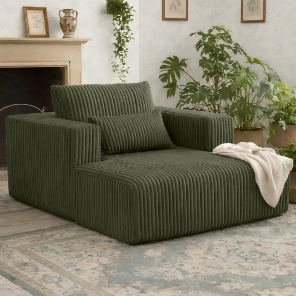Sofa Bed 62.6" x 48.23", 1-2 Seater Compressed Couch with 2 Lumbar Pillows, Soft Skin-Friendly Corduroy Fabric, Modern Convertible Sleeper for Living Room, Bedroom & Apartment, Ships in 1 Box, Green from PriceLows™