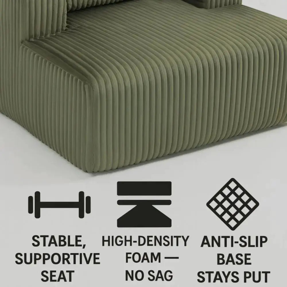Sofa Bed 62.6" x 48.23", 1-2 Seater Compressed Couch with 2 Lumbar Pillows, Soft Skin-Friendly Corduroy Fabric, Modern Convertible Sleeper for Living Room, Bedroom & Apartment, Ships in 1 Box, Green from PriceLows™