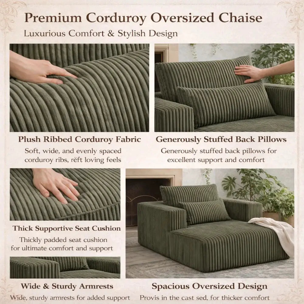 Sofa Bed 62.6" x 48.23", 1-2 Seater Compressed Couch with 2 Lumbar Pillows, Soft Skin-Friendly Corduroy Fabric, Modern Convertible Sleeper for Living Room, Bedroom & Apartment, Ships in 1 Box, Green from PriceLows™