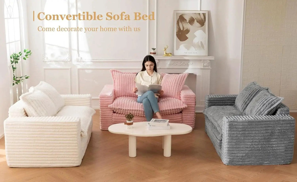 Dark Grey Interconvertible Sleeper Sofa Bed Cushions from PriceLows™