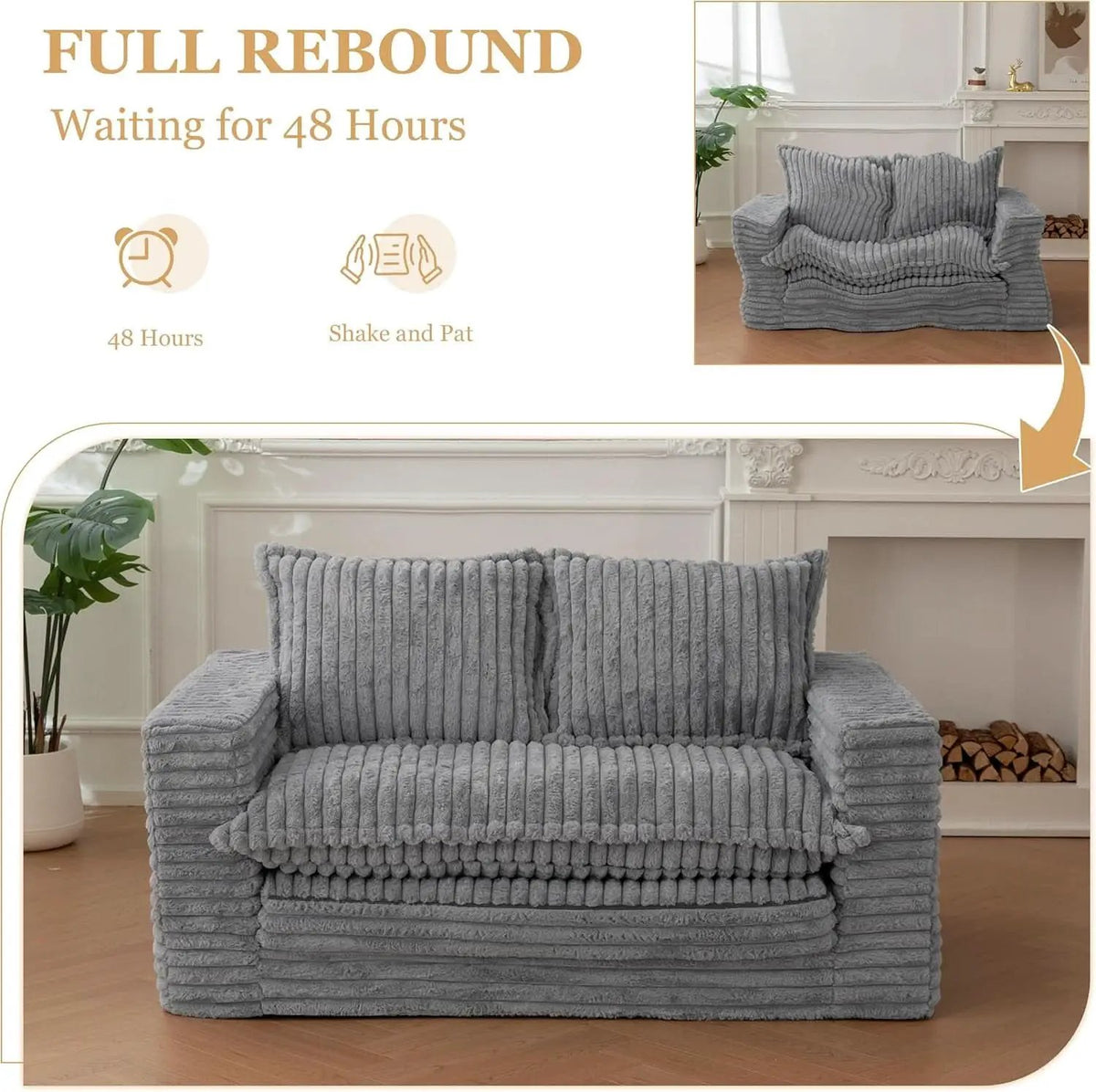 Dark Grey Interconvertible Sleeper Sofa Bed Cushions from PriceLows™