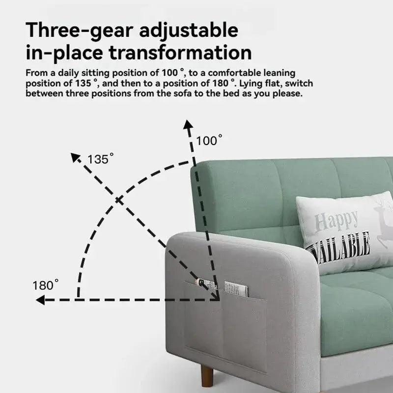 Stable Small Unit Sofa Bed, Foldable Dual-purpose Double Bed, Home Office Nap, Three Person Sofa, Leisure Fabric, Lazy Sofa from PriceLows™