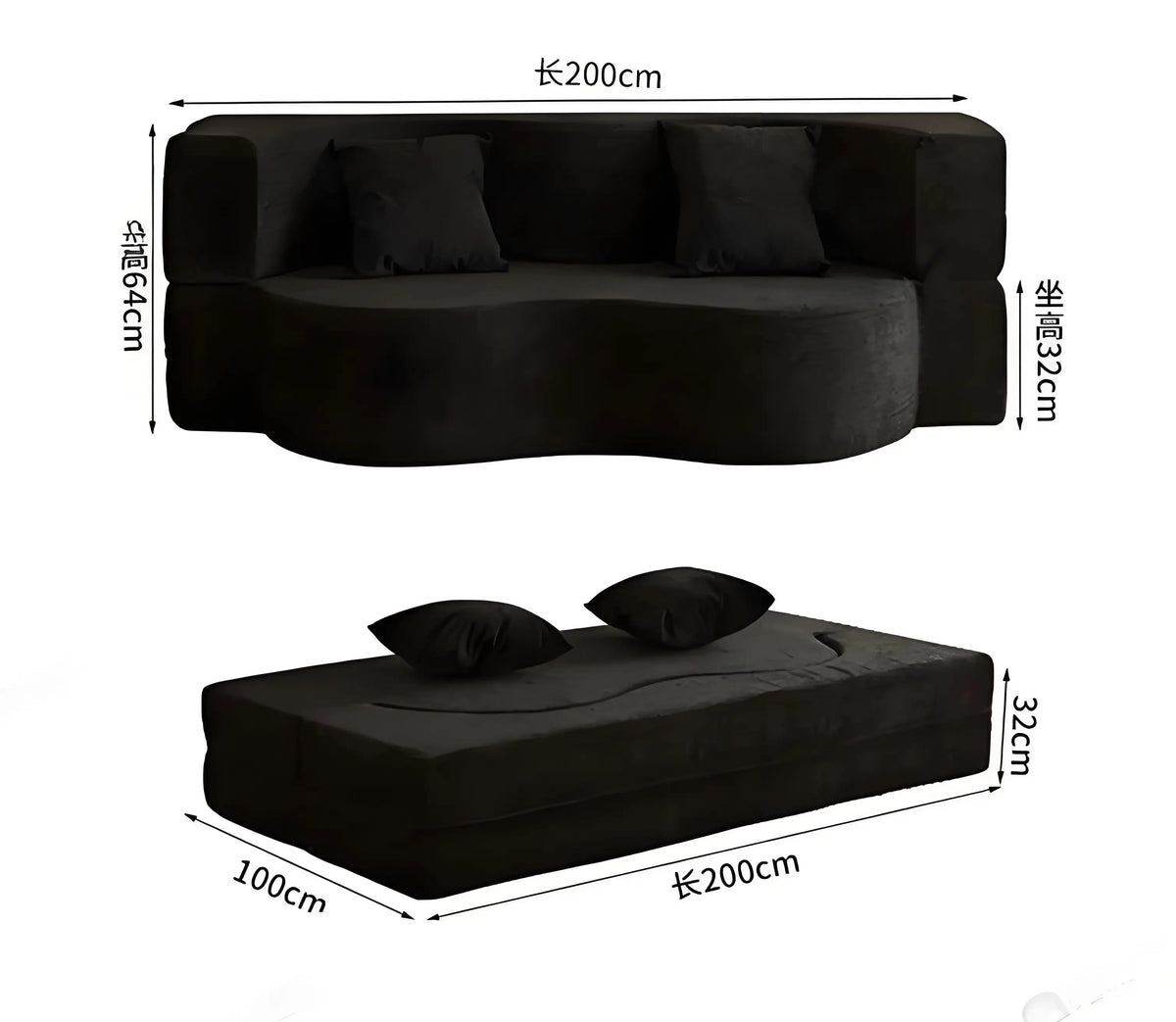 Sofa Bed | Velvet Fabric | Modular Convertible | 2 Seater from PriceLows™