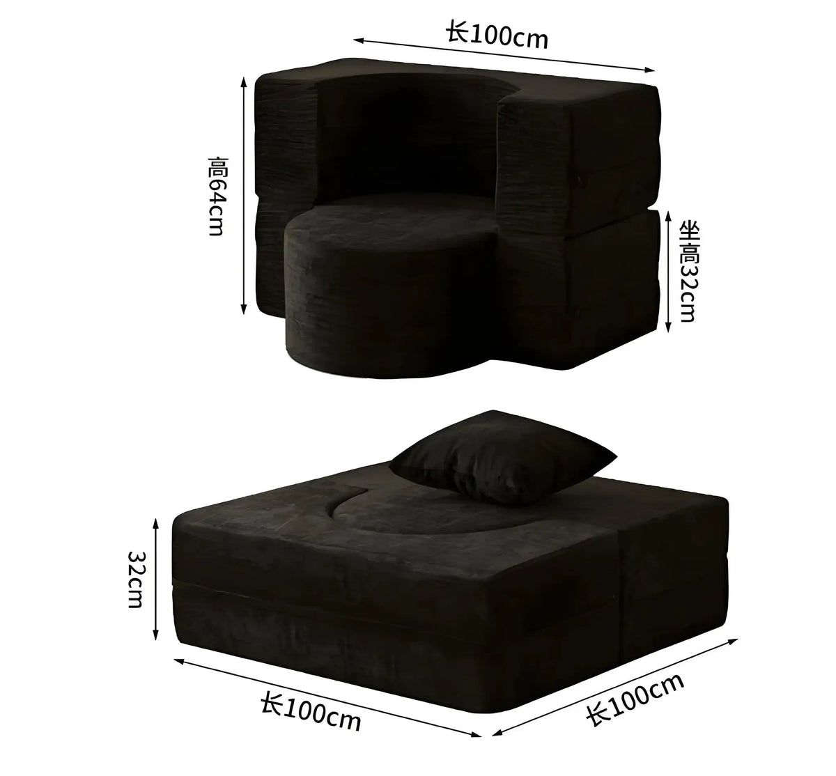 Sofa Bed | Velvet Fabric | Modular Convertible | 2 Seater from PriceLows™