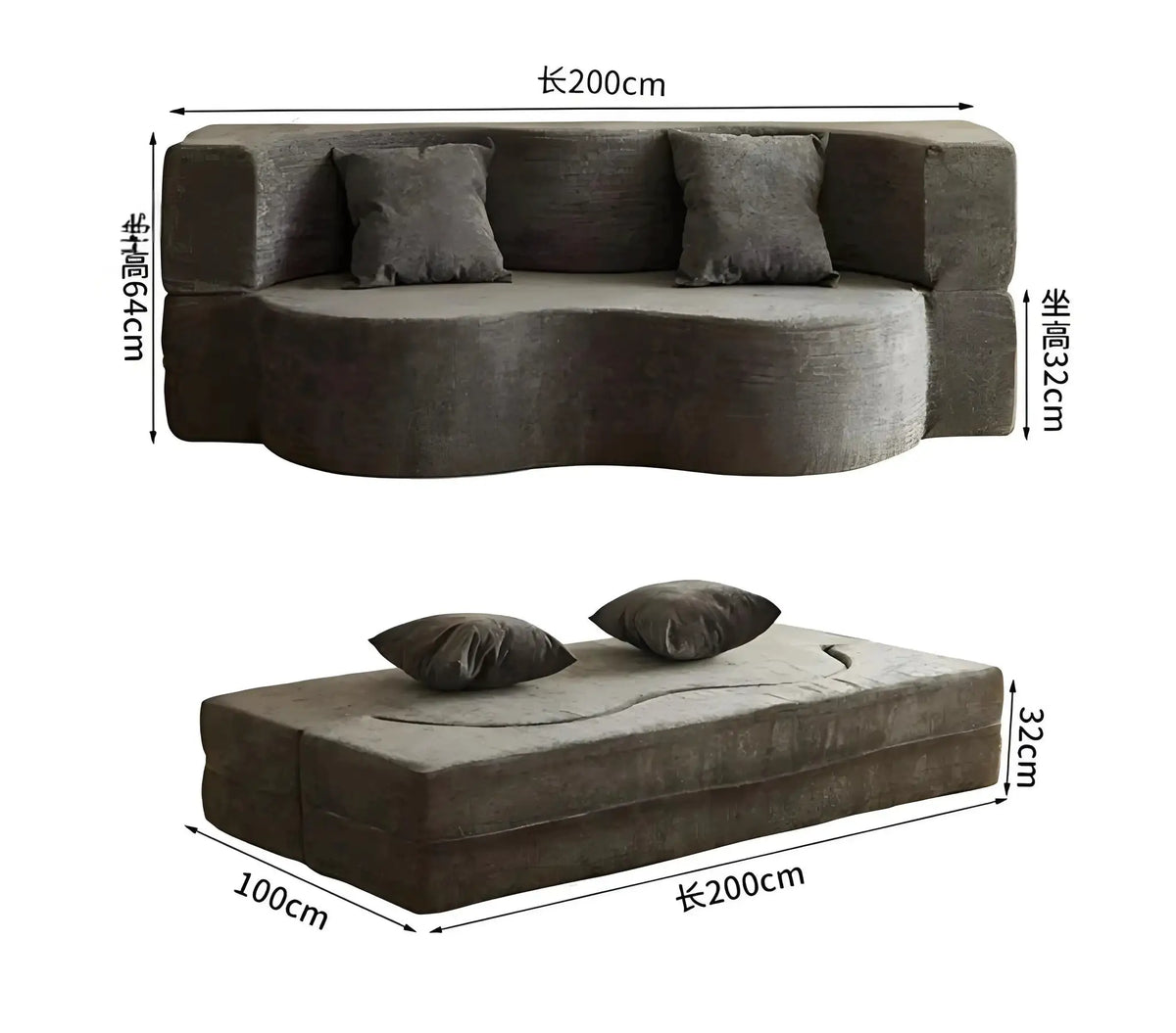 Sofa Bed | Velvet Fabric | Modular Convertible | 2 Seater from PriceLows™