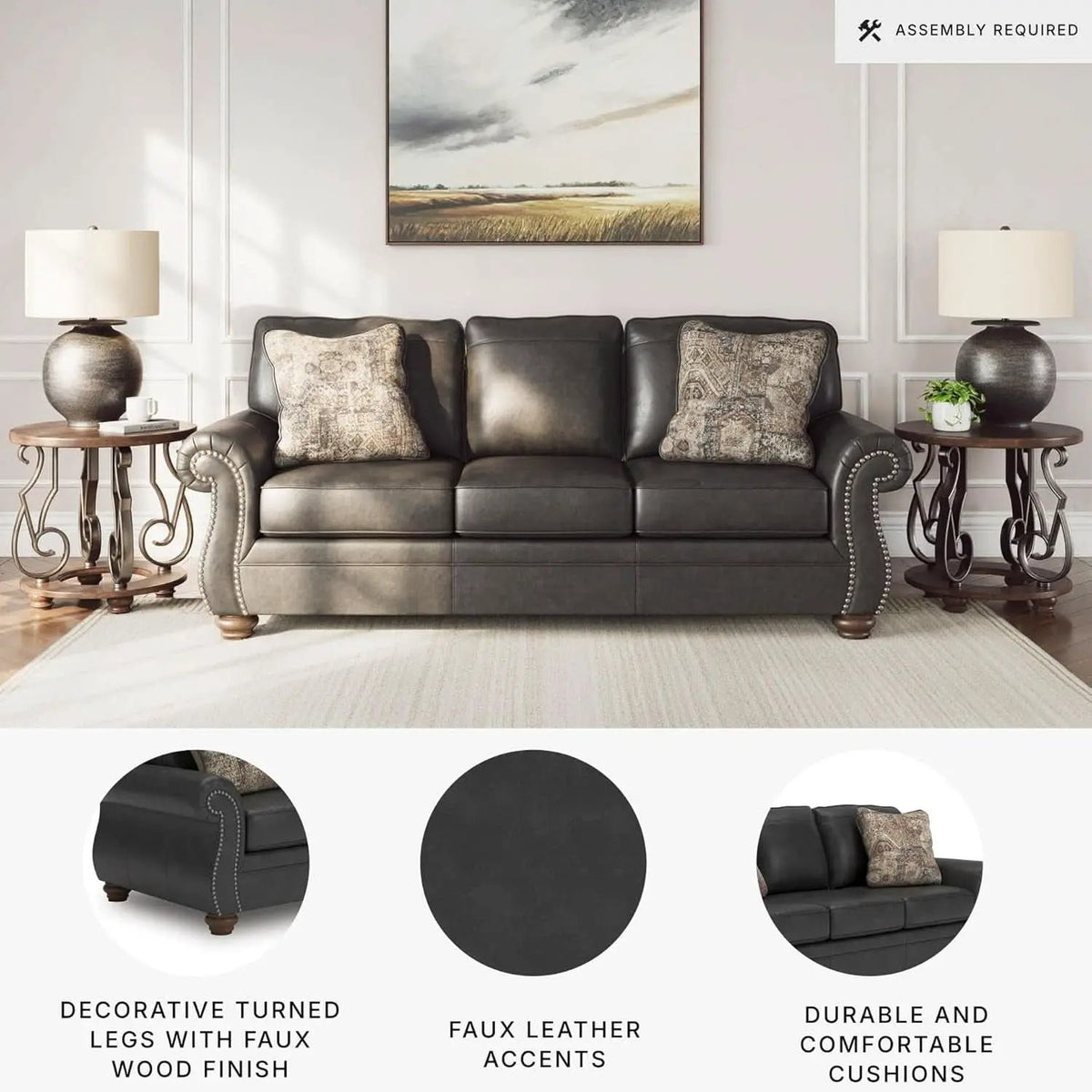 Queen Sofa Sleeper Anthracite Black Memory Foam Ultra from PriceLows™