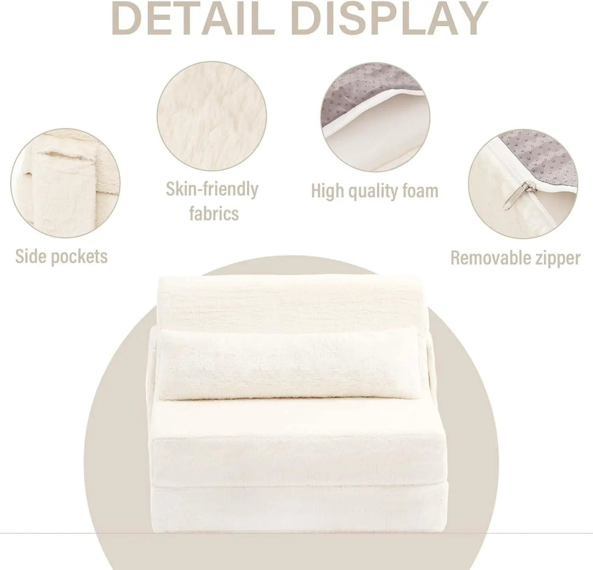 Multifunctional Sleeper Sofa Bed Single Size Beige from PriceLows™