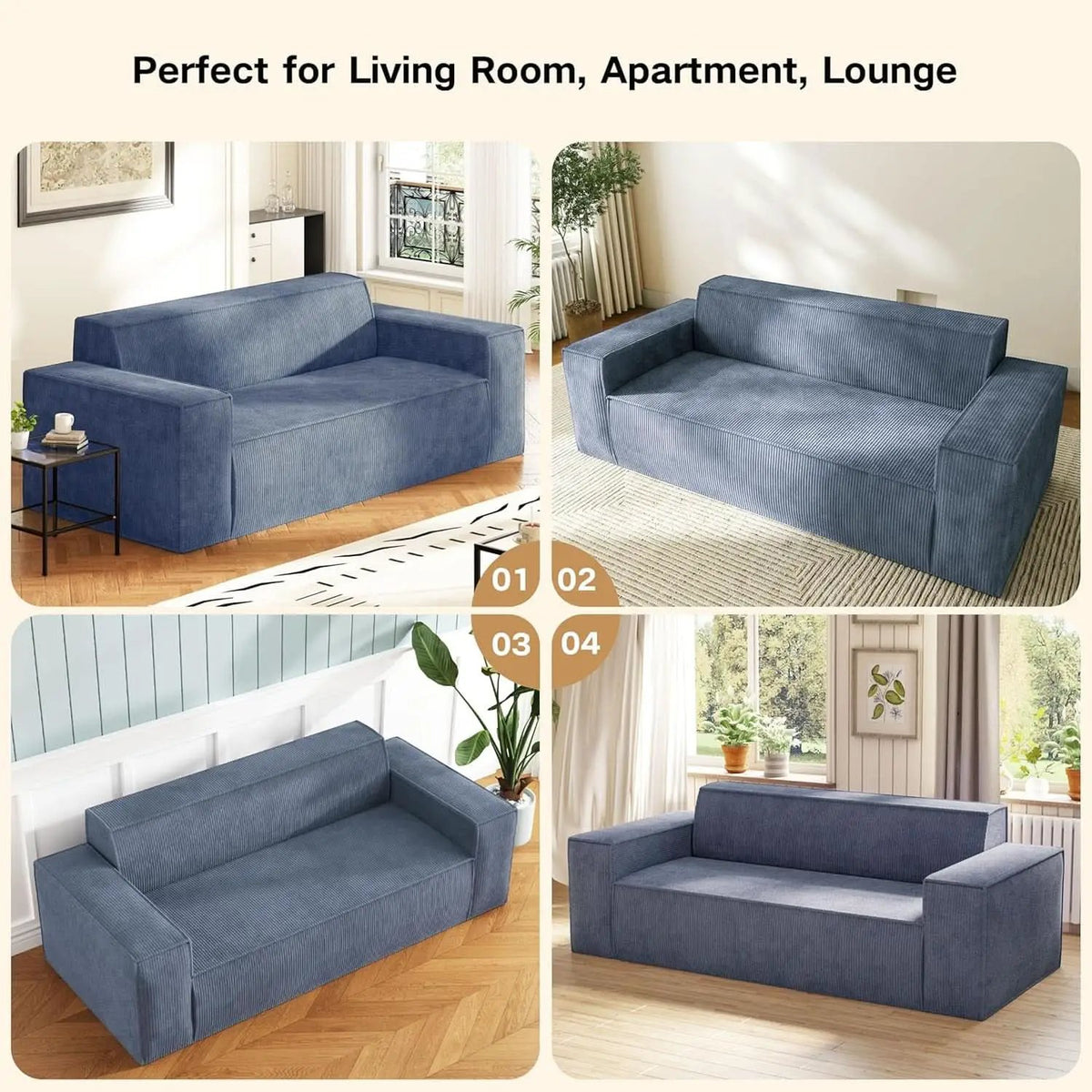 Sofa In A Box Memory Foam 3 Seater Grey Corduroy Fabric from PriceLows™