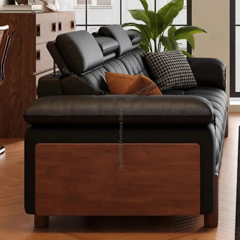 Sofa | Solid Wood Frame | Top Grain Leather | Mid-Century Modern from PriceLows™