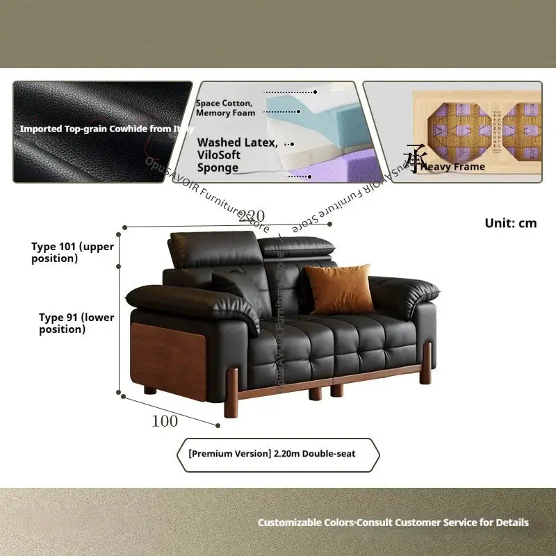 Sofa | Solid Wood Frame | Top Grain Leather | Mid-Century Modern from PriceLows™