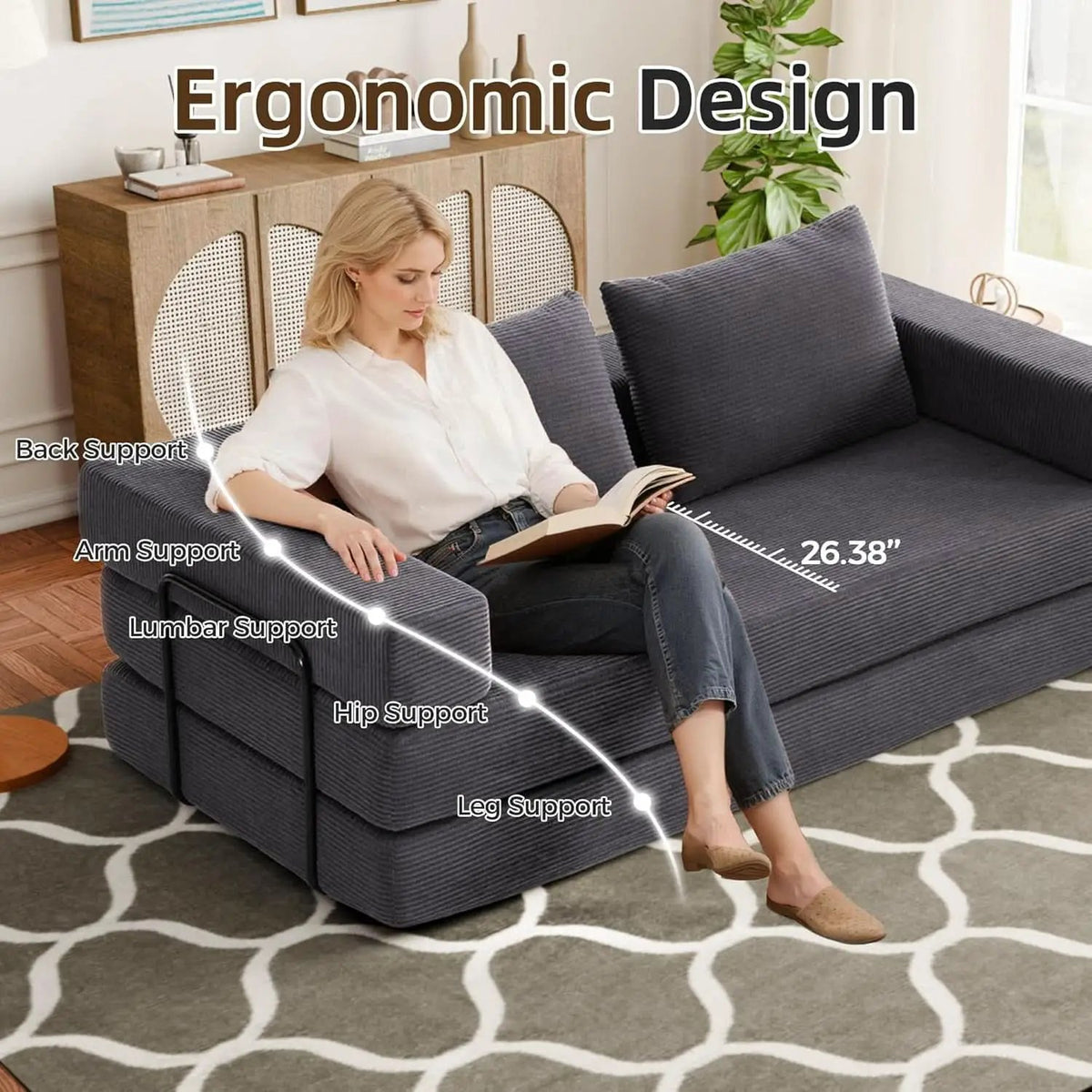 Corduroy Four In One Transformational Sleeper Sofabed from PriceLows™