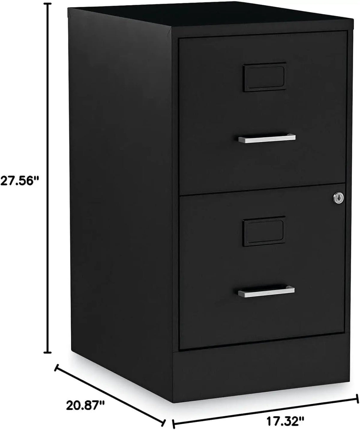 Soho Two Drawer Vertical Letter File Cabinet Black With Key Lock 14 x 18 x 24.1 In from PriceLows™