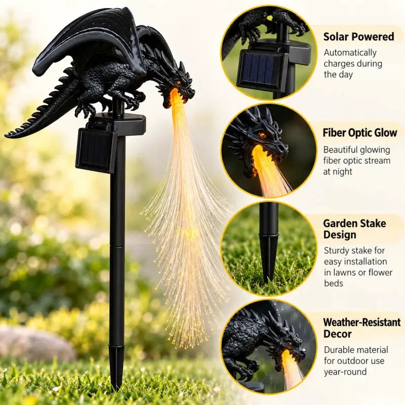 Solar Dragon Garden Light | Fiber Optic Flame | PriceLows™