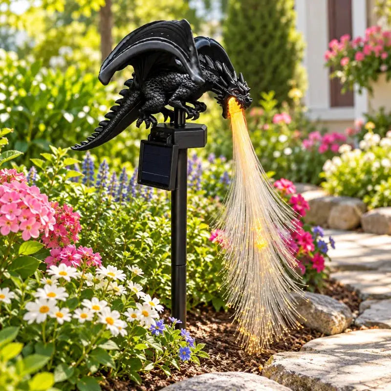 Solar Dragon Garden Light | Fiber Optic Flame | PriceLows™