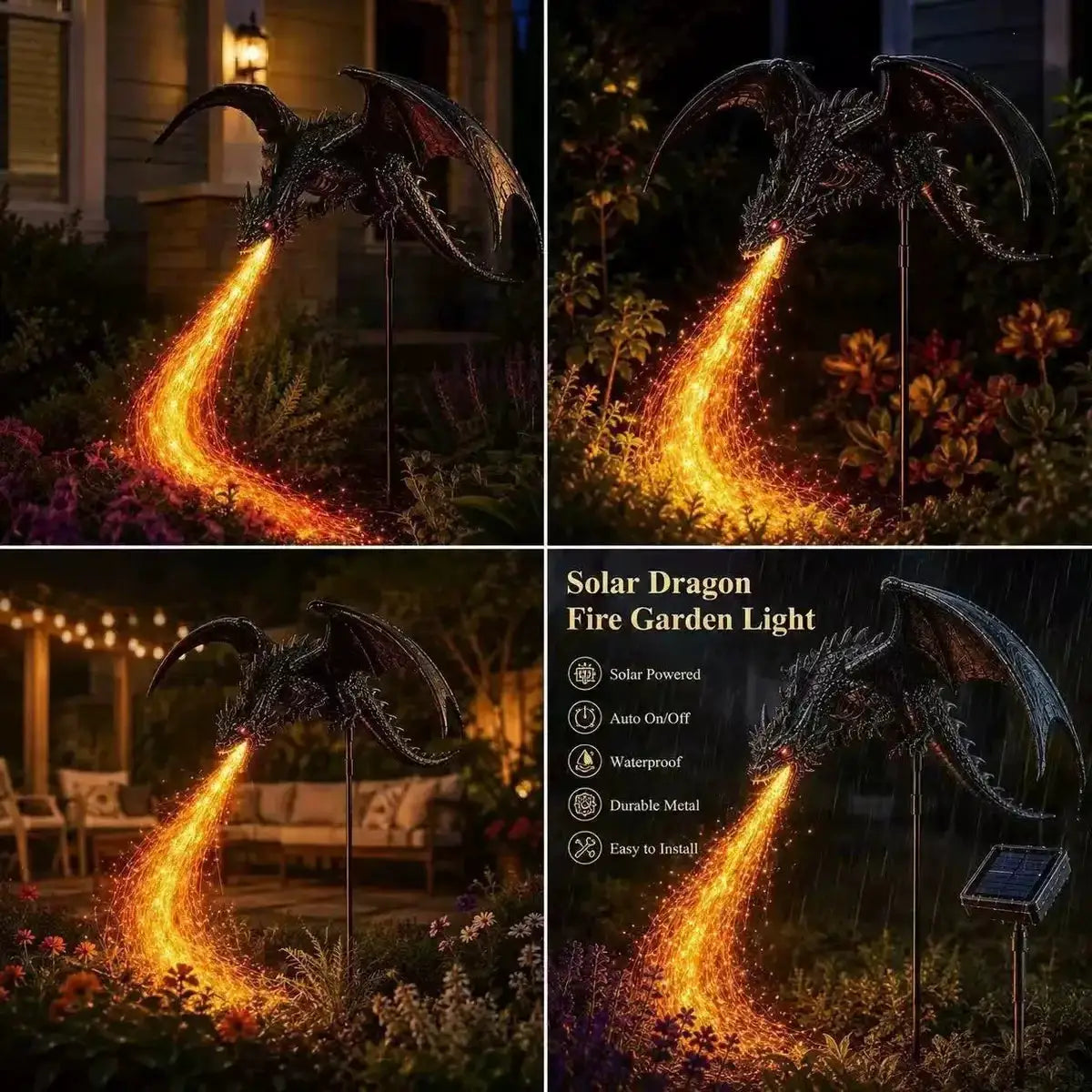 Solar Dragon Garden Light | Fiber Optic Flame | PriceLows™
