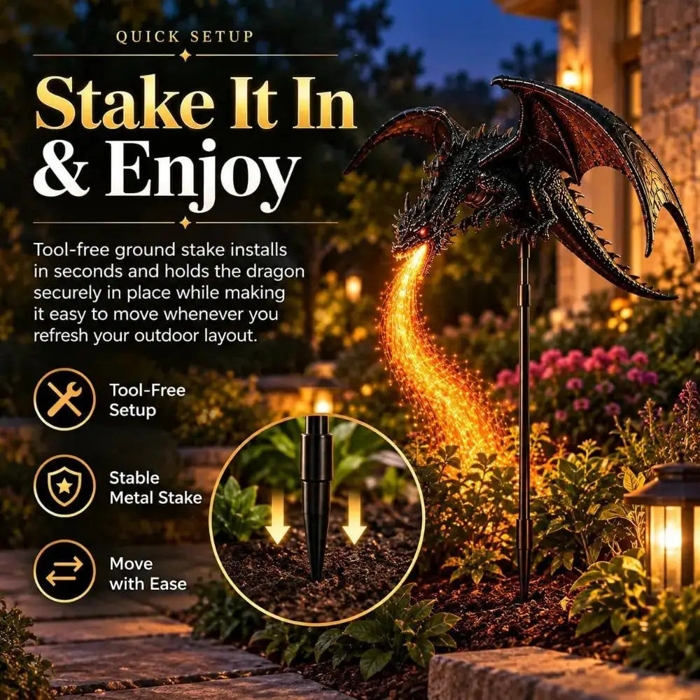 Solar Dragon Garden Light | Flame Effect | PriceLows™