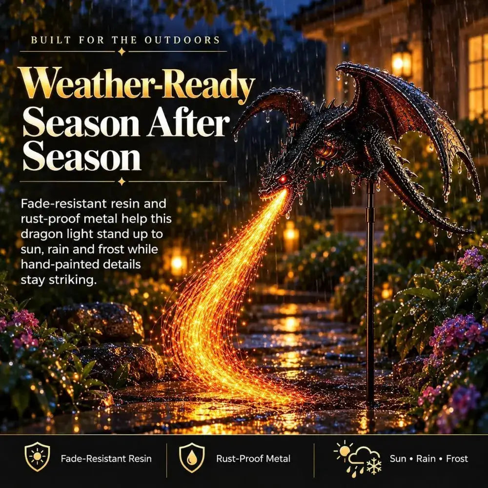 Solar Dragon Garden Light | Resin Flame Effect | PriceLows™