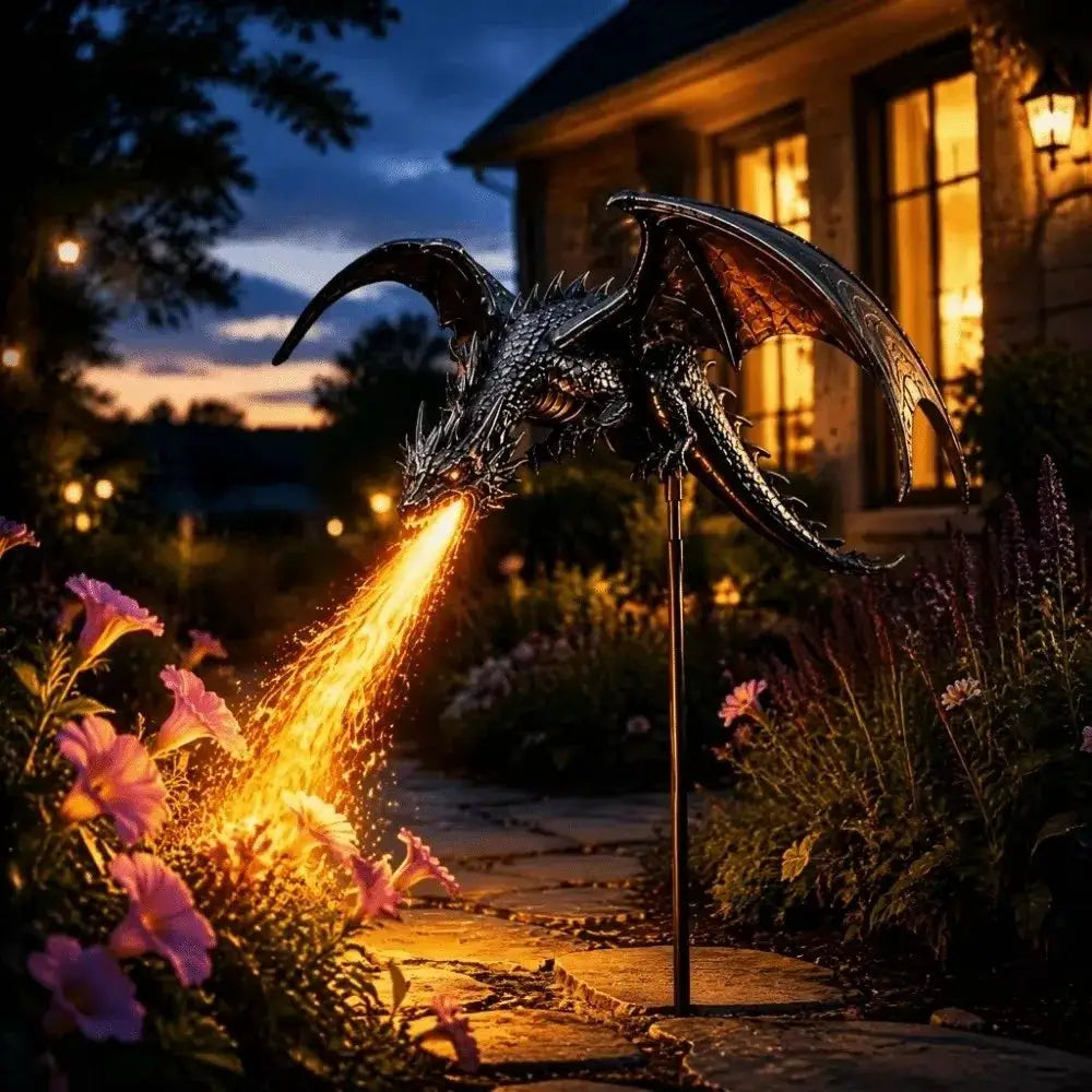 Solar Dragon Garden Light | Resin Flame Effect | PriceLows™